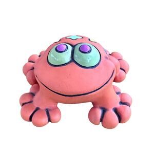 Handmade clay frog toad orange painted made in Ecuador